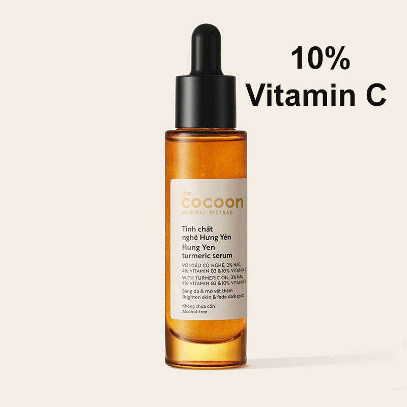 SerumTinh chất nghệ Hưng Yên Cocoon 5ml - 30ml từ 10% - x2.2 - 22% vitamin C dưỡng trắng da mờ vết thâm