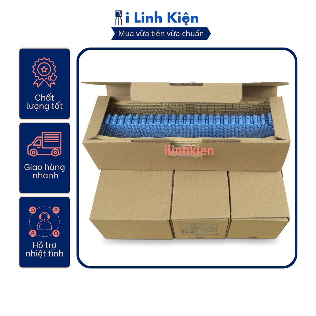 Điện trở vạch 2W 220K 1% chân đồng (10c)