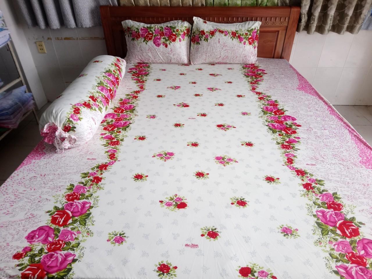 Bộ dra thun lạnh hàn quốc 1m6 x 2m ( 1 dra + 3 áo gối)