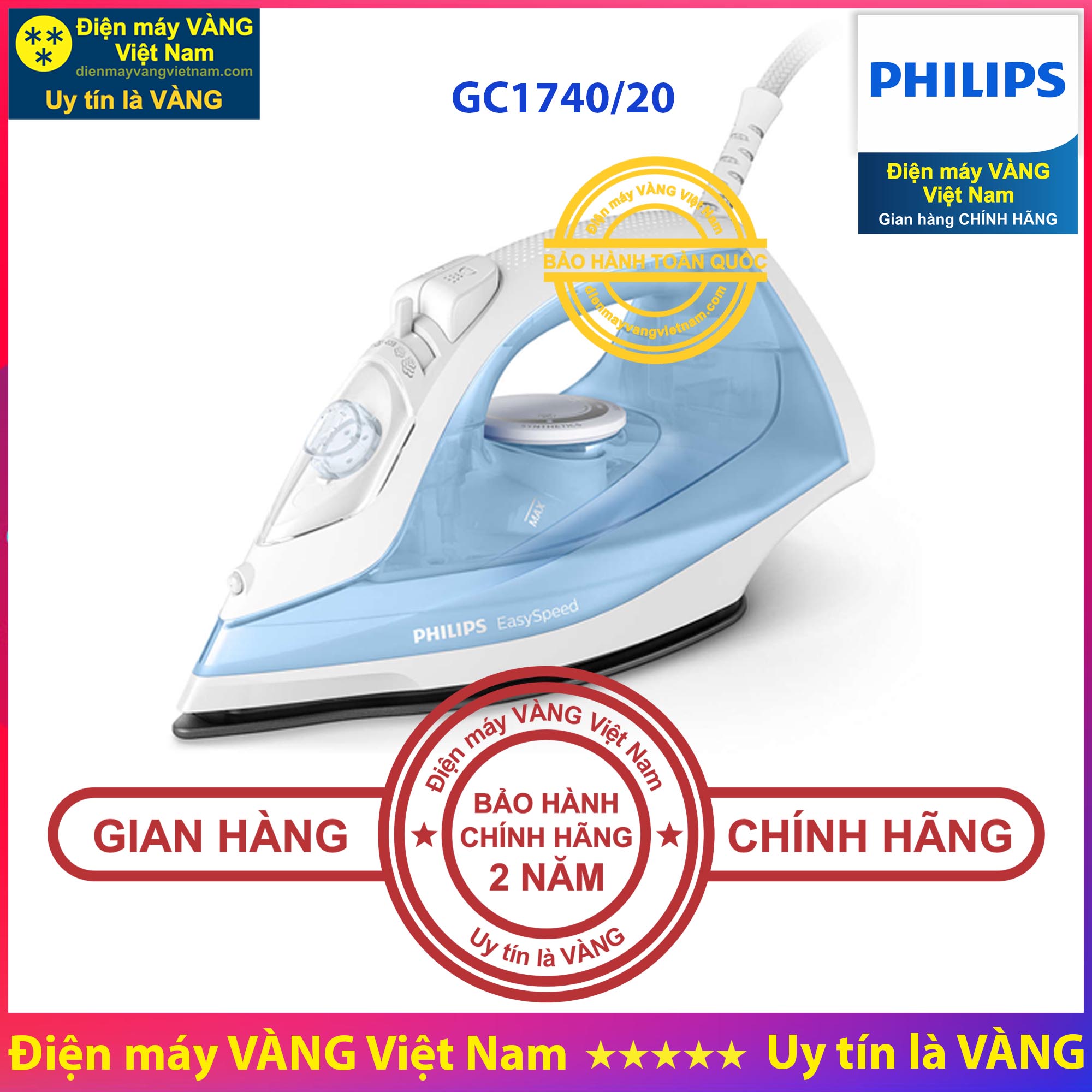 Bàn ủi hơi nước Philips GC1740 - Hàng chính hãng