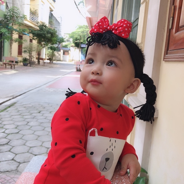 Băng đô tóc  len thắt bím co giản dể thương cho bé