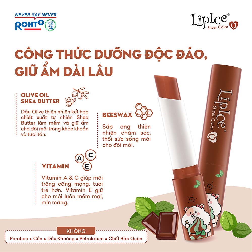 Son dưỡng Lipice Sheer Color Q Choco Mint 2.4g (Sô-cô-la Bạc hà)