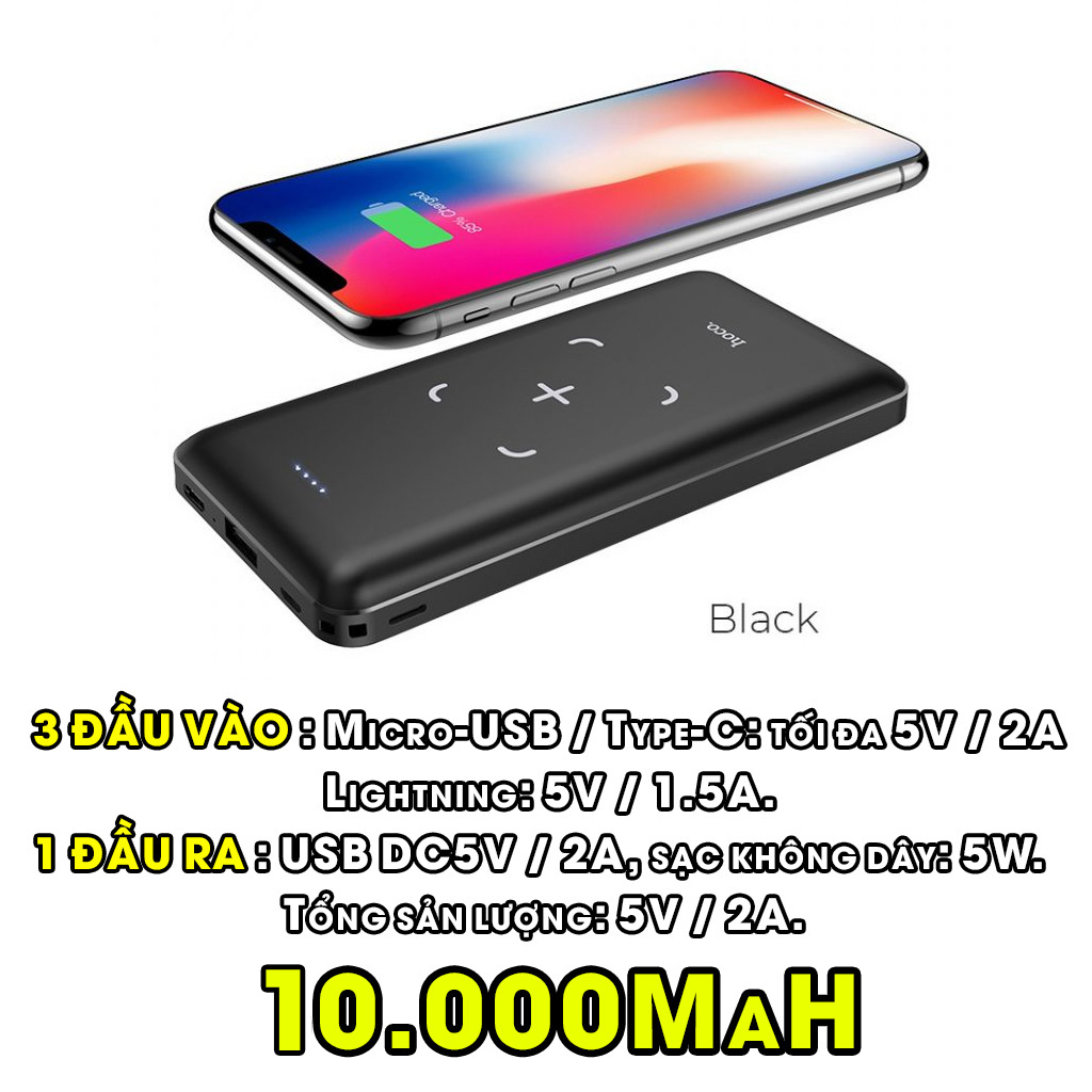 Pin dự phòng - sạc dự phòng không dây -sạc dự phòng hoco j50 _ pin sạc dự phòng tốt dung lượng cao - kiểm soát nhiệt và sạc, tốc độ sạc nhanh.