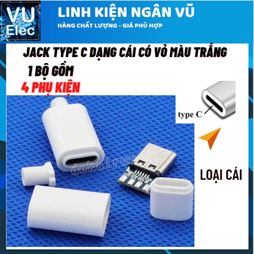 Đầu Jack USB Type-C (Màu Trắng) đực và cái