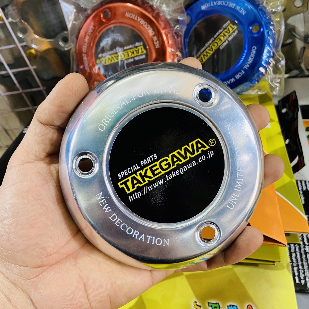 Ốp lốc nồi xe máy, nắp chụp lốc nồi 3 lỗ gắn xe WAVE, WAVE ANPHA, WAVE thái, SUPER DREAM (màu bạc)