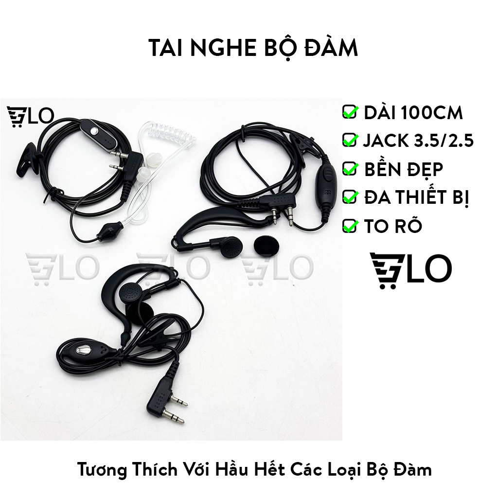 Tai Nghe Bộ Đàm Baofeng, Moto, Kenwood Loại 2 Đầu Jack 3.5li và 2.5li Thiết kế nhét vào tận sâu trong tai không bị rớt ra ngoài , giúp bạn thoải mái nói chuyện không bị gián đoạn