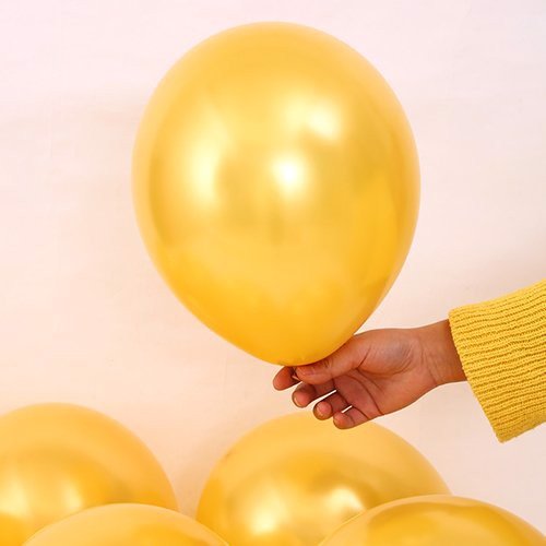 Set 10 bong bóng vàng đồng nhũ - Gold pearl balloon bbcs08
