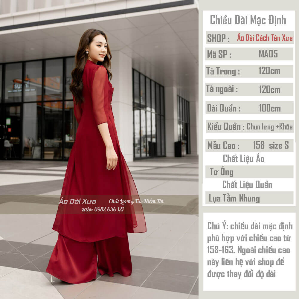 Áo Dài Cách Tân Nữ Tay Lỡ Thủ Công MA05