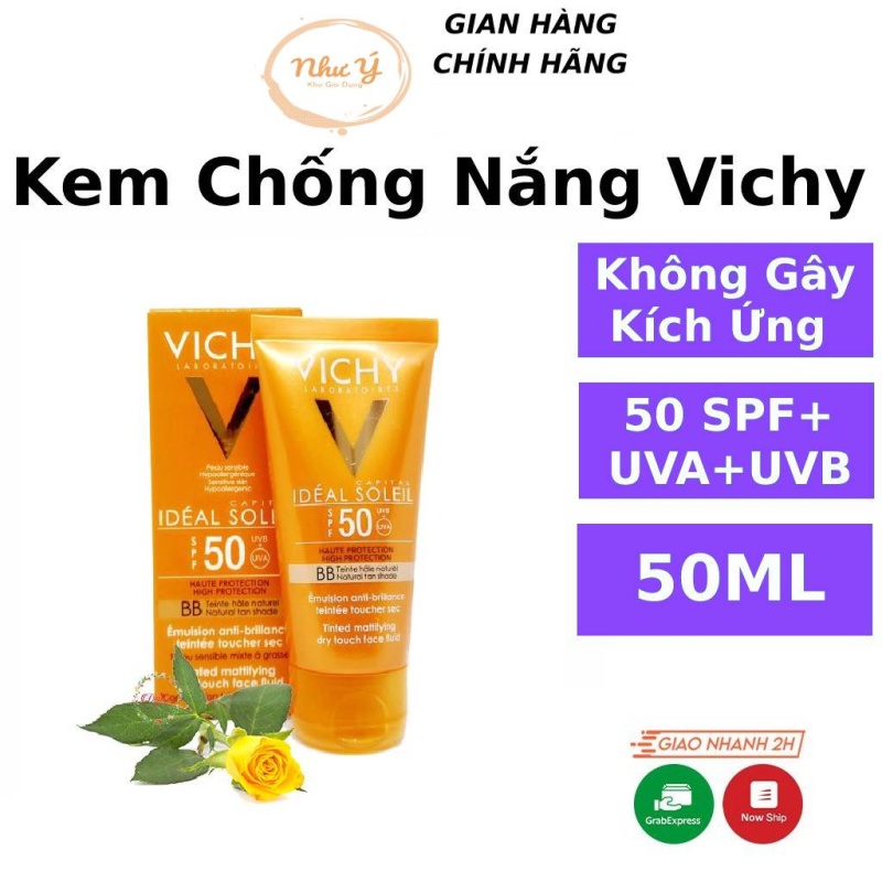 Kem chống nắng Vichy SPF50 cho da dầu mụn nhạy cảm hỗn hợp thiên dầu không đổ dầu vật lý, hóa học Bigky Beauty - KCN Bigky