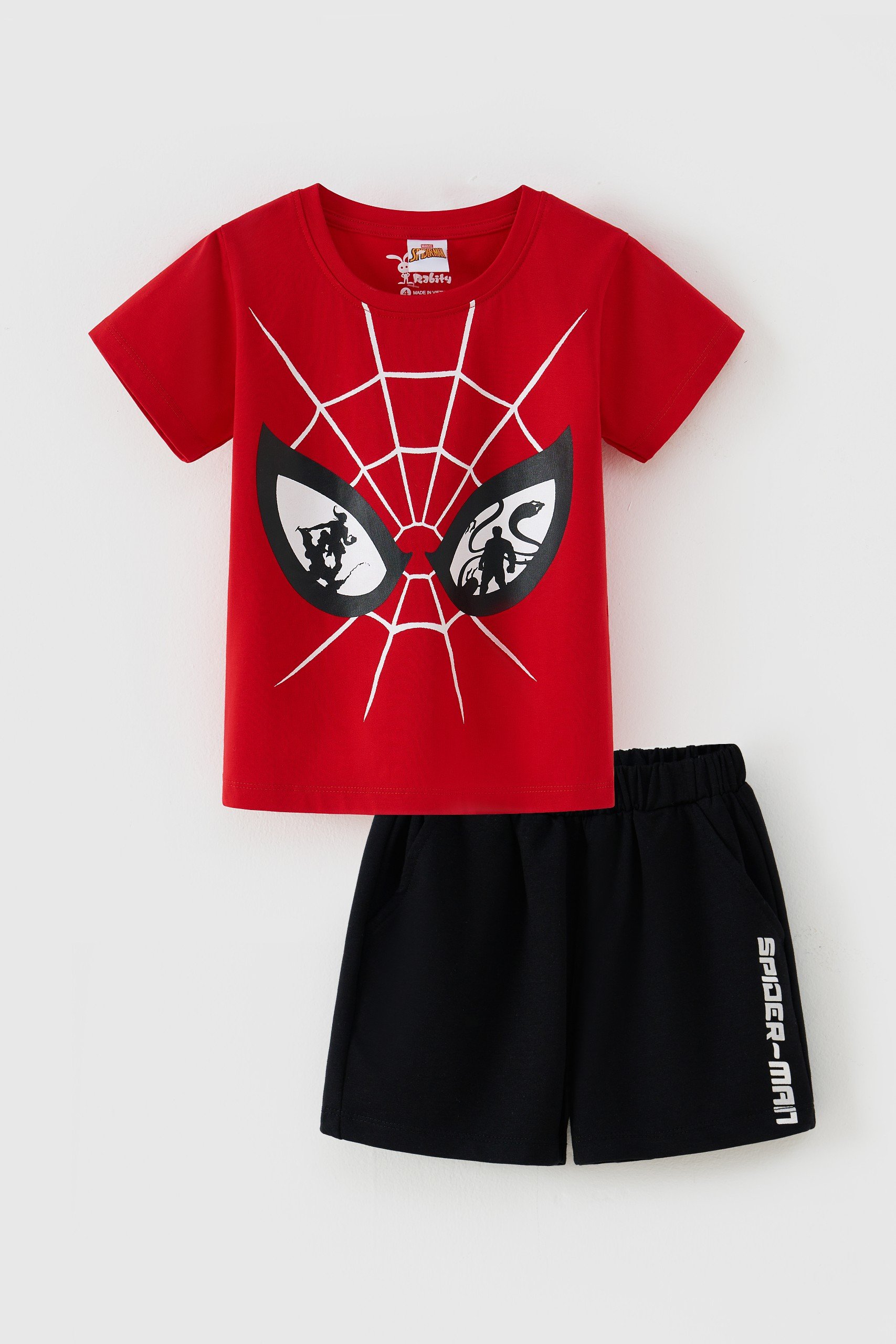 (14-40kg) Bộ thun Spiderman bộ đồ siêu siêu anh hùng Marvel cho bé trai Rabity bộ quần áo mặc nhà thoải mái 5693