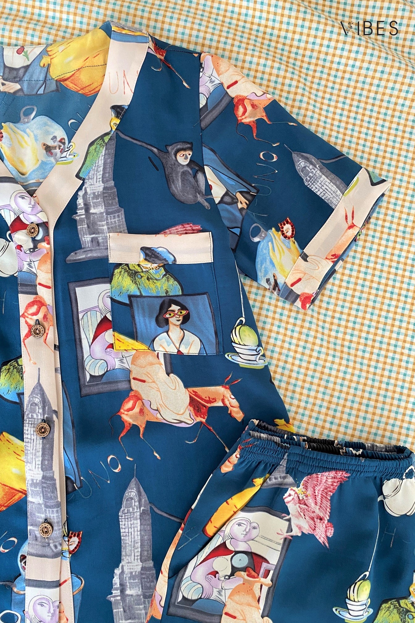 VIBES Bộ Pijama Lửng Mặc Nhà Vivian Navy Py Set