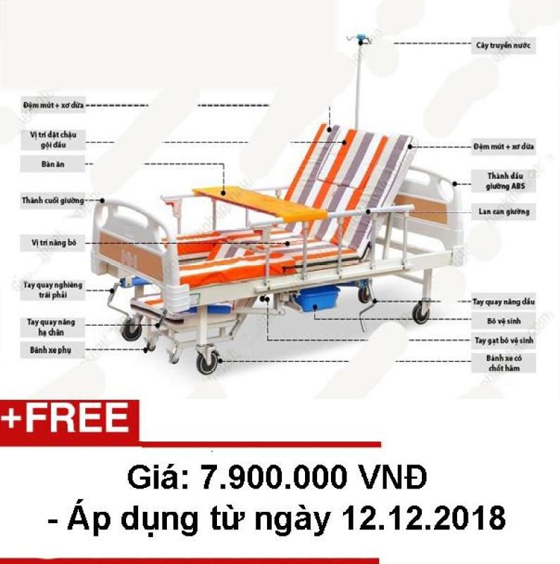 Giường bệnh đa năng 4 tay quay điều khiển bằng tay quay HongTong A01 (Hà Nội: Giao hàng luôn và ngay)