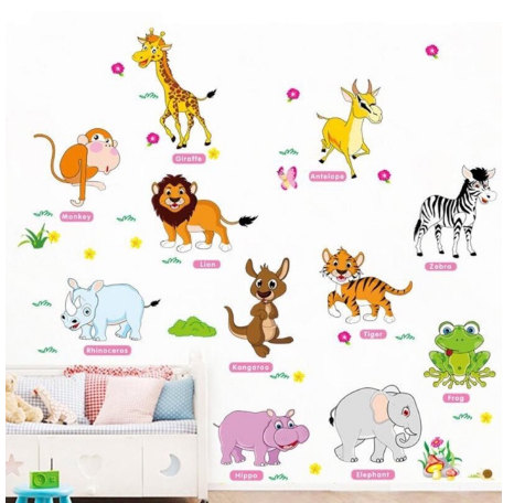 Decal dán tường Thú Tiếng Anh 2