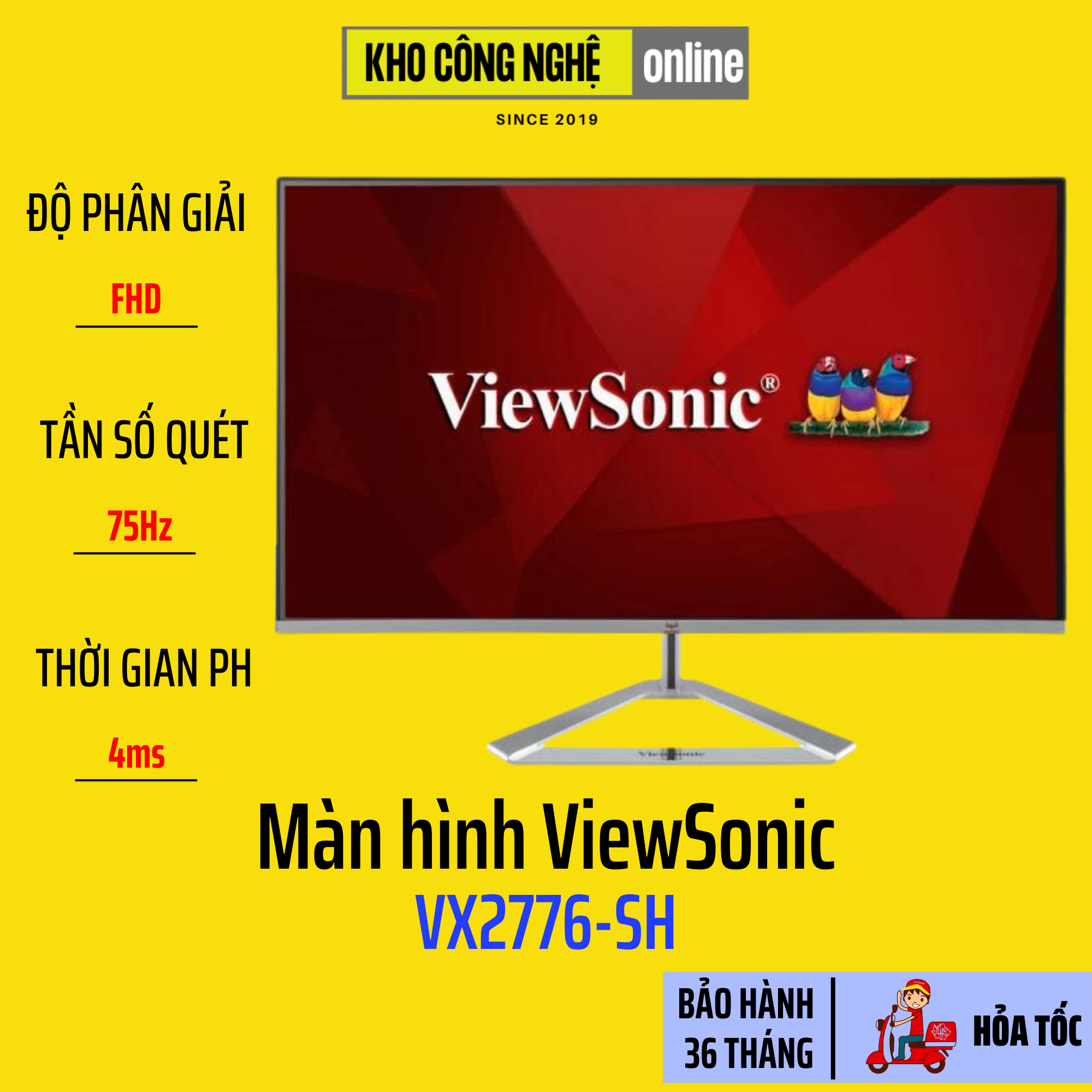 Màn hình máy tính viewsonic vx2776-sh 27 inch, ips, 75hz, 4ms, 100% srgb
