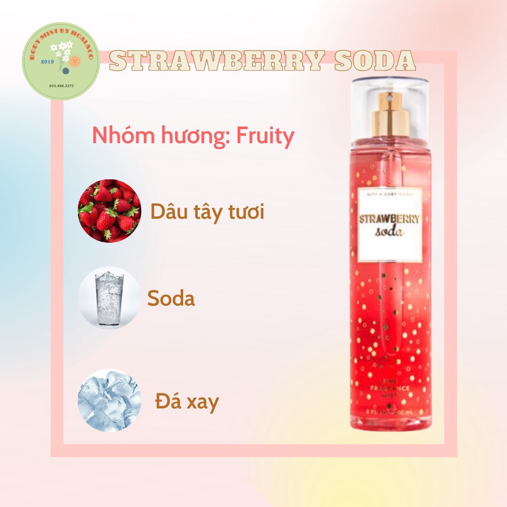 BODY MIST Xịt thơm STRAWBERRY SODA - BATH & BODY WORKS