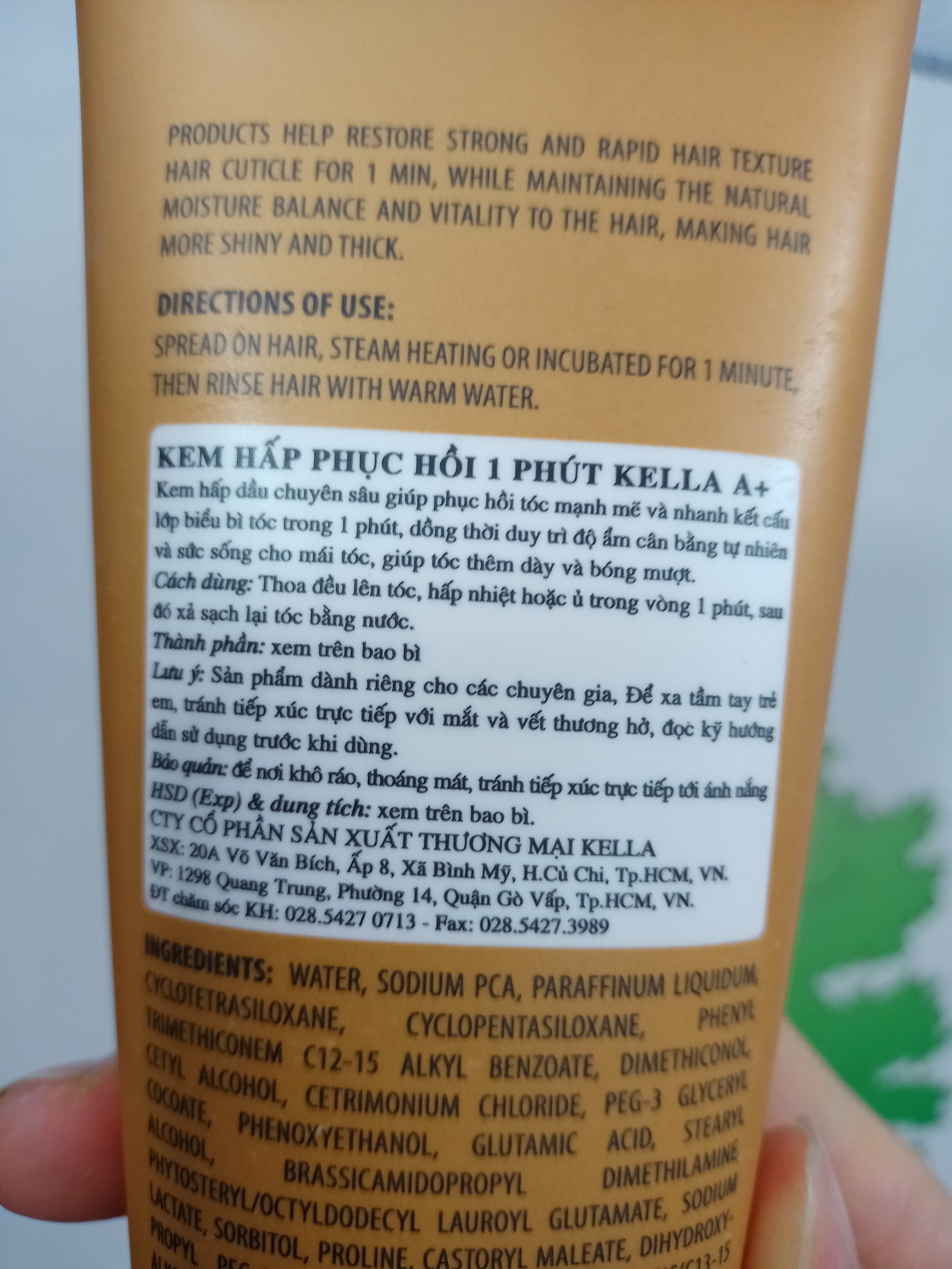 Kem hấp phục hồi tóc 1 phút Kella A+
