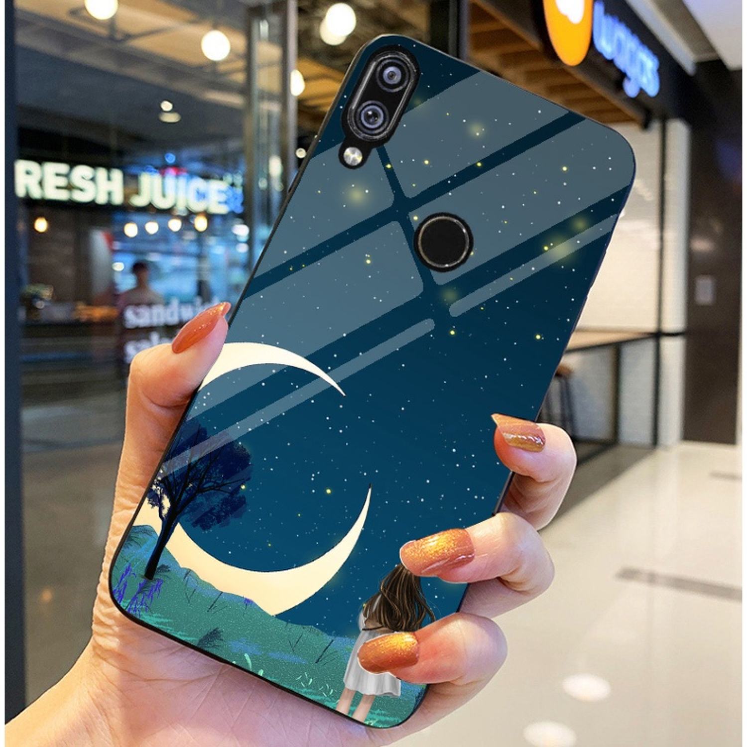 Ốp lưng xiaomi redmi note 7 , note 7 pro, redmi 7 ốp kính bóng cao cấp phi hành gia