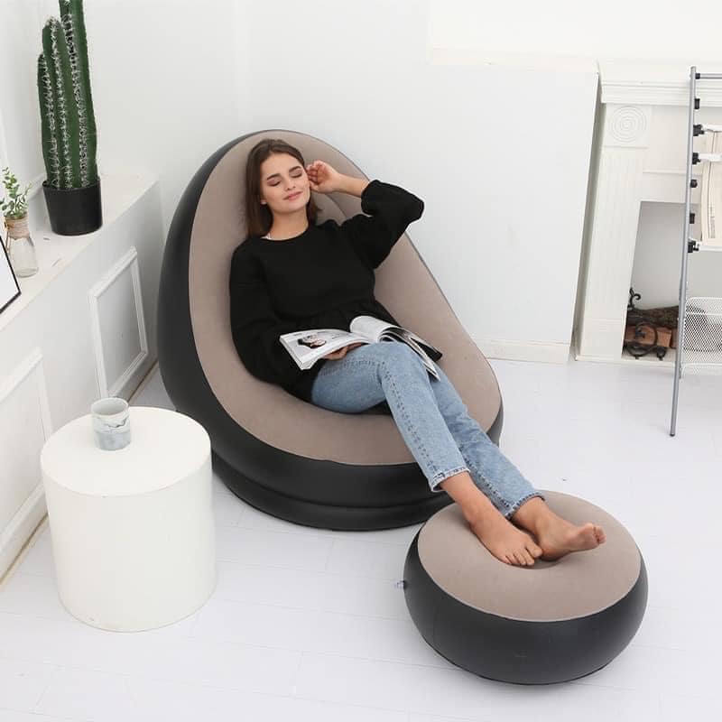 Ghế nệm hơi tựa lưng sofa cao cấp, ghế hơi có đế vỏ nhung, ghế sofa hơi êm ái, ghế hơi mang đến cho bạn nằm thư giãn thỏa mái, nằm đọc sách, xem tivi.