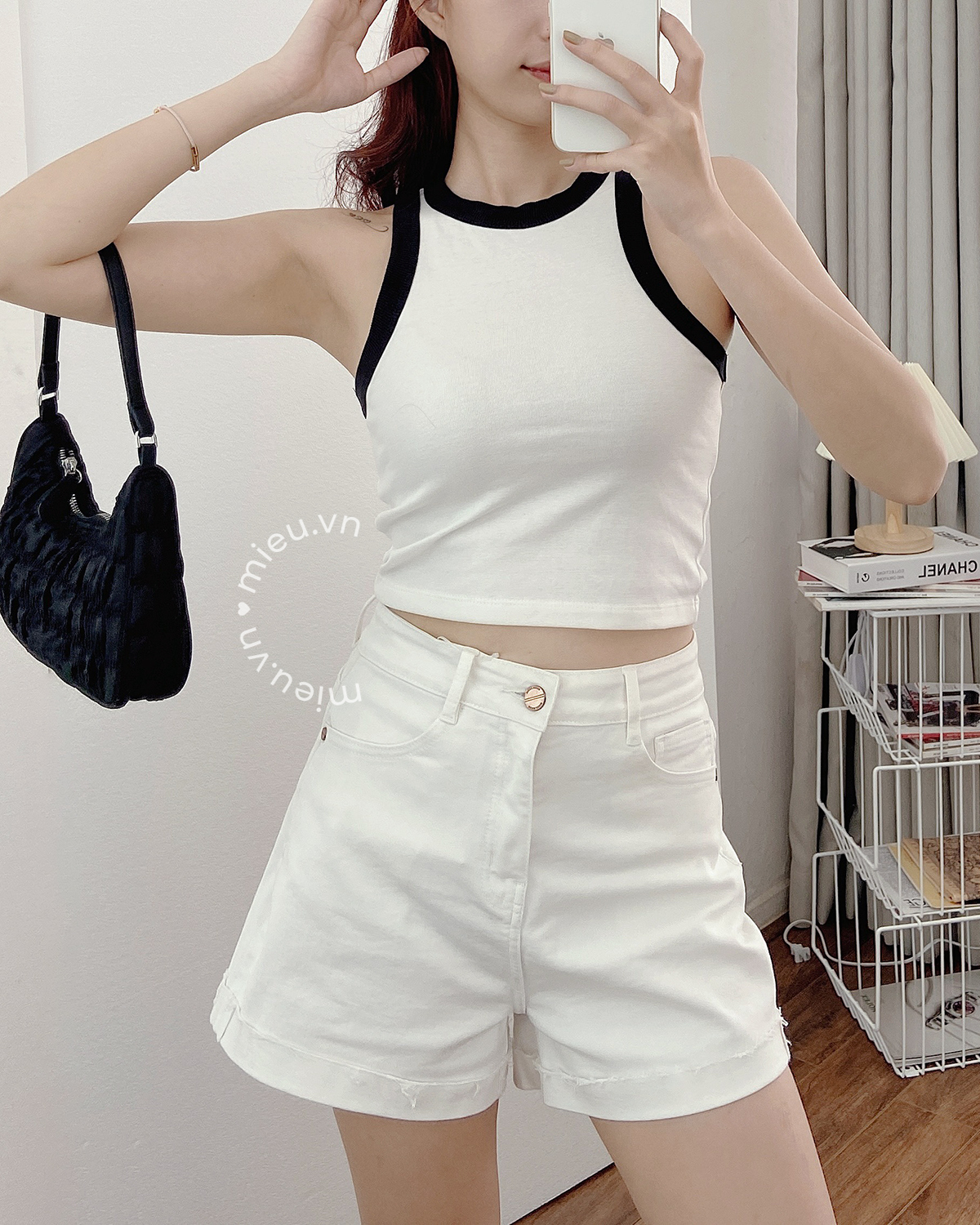 Áo crop thun balo sọc gân MIEU - JJN05