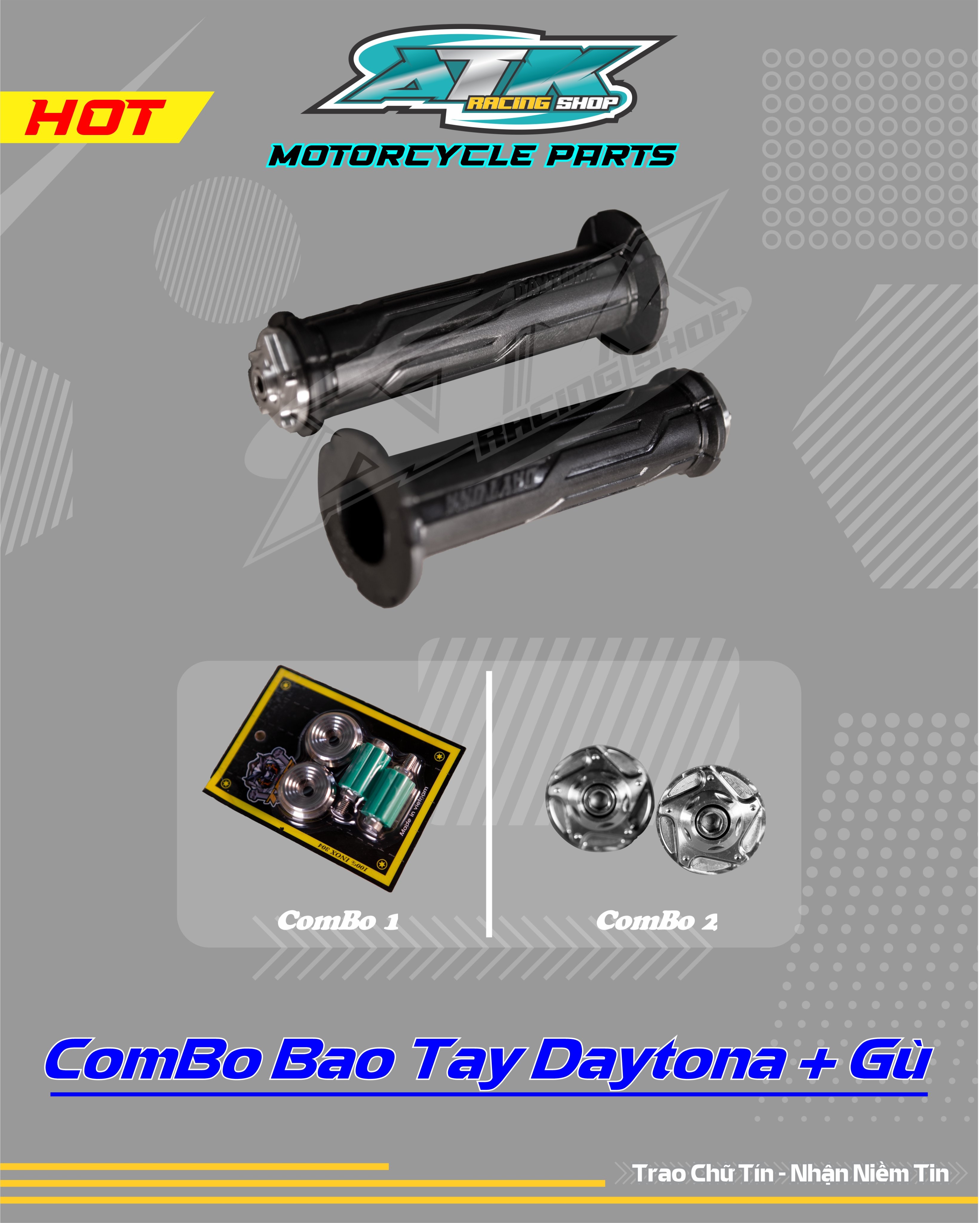 Bao tay Daytona sọc đen keo tốt phù hợp mọi dòng xe gắn máy và gù inox 304