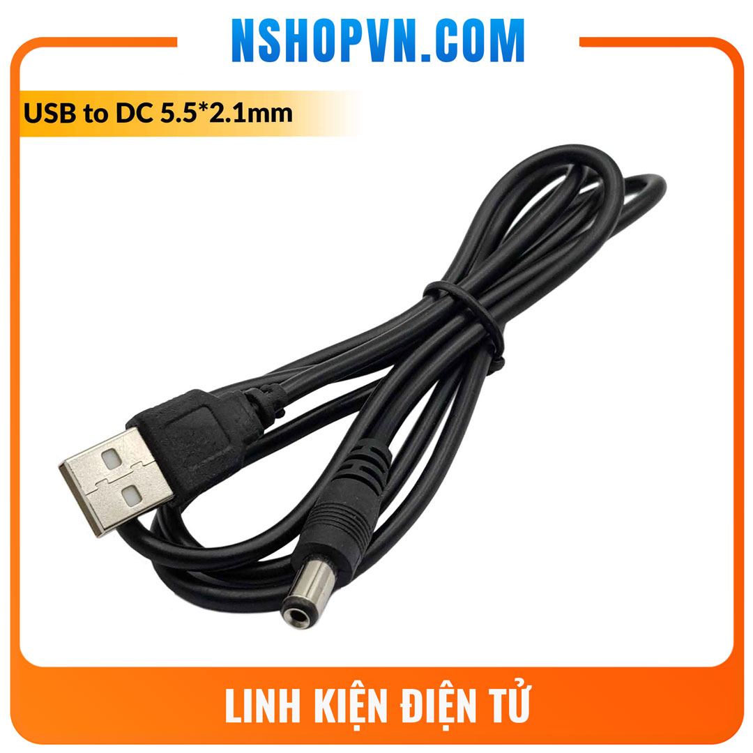 Combo 2 dây chuyển usb sang jack dc 5.5x2.1 mm