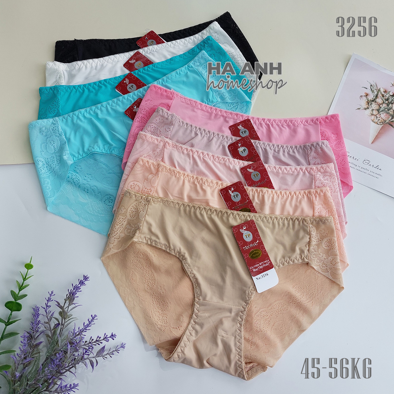 Quần lót nữ 3256 (45-56kg) - Thun phối ren đẹp mát
