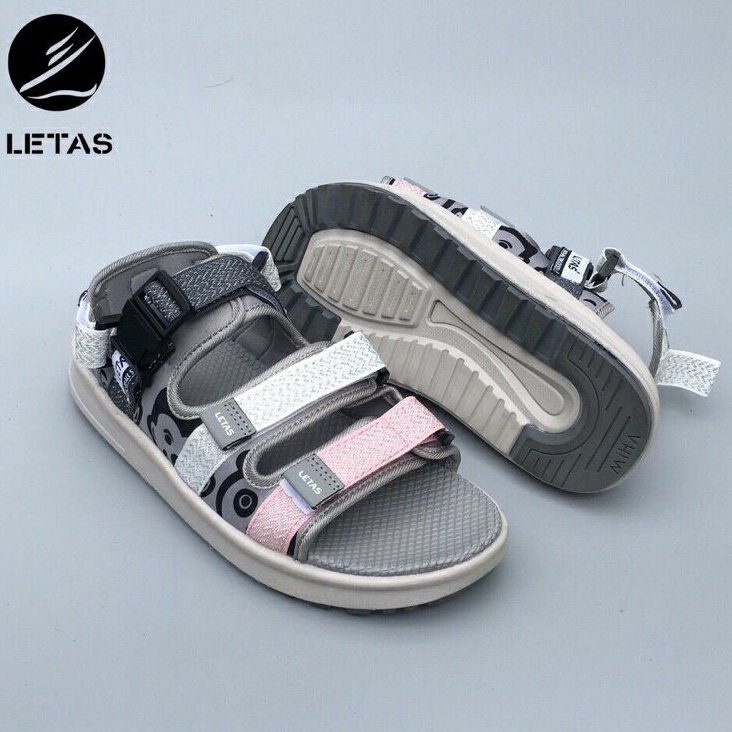 Sandal Nữ Phản Quang Letas D714 Trắng Hồng Ghi