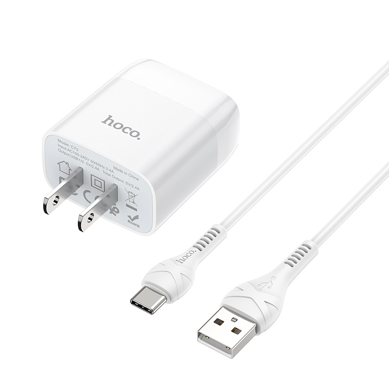 [HCM]Bộ Sạc Dual USB Hoco C73 Type-C 2.4A - Bộ Cốc Cáp Sạc - Cho Android - BH 12 Tháng