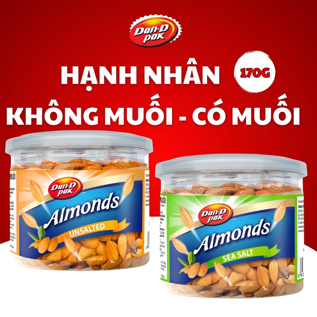 Almonds unsalted 170g dan d pak