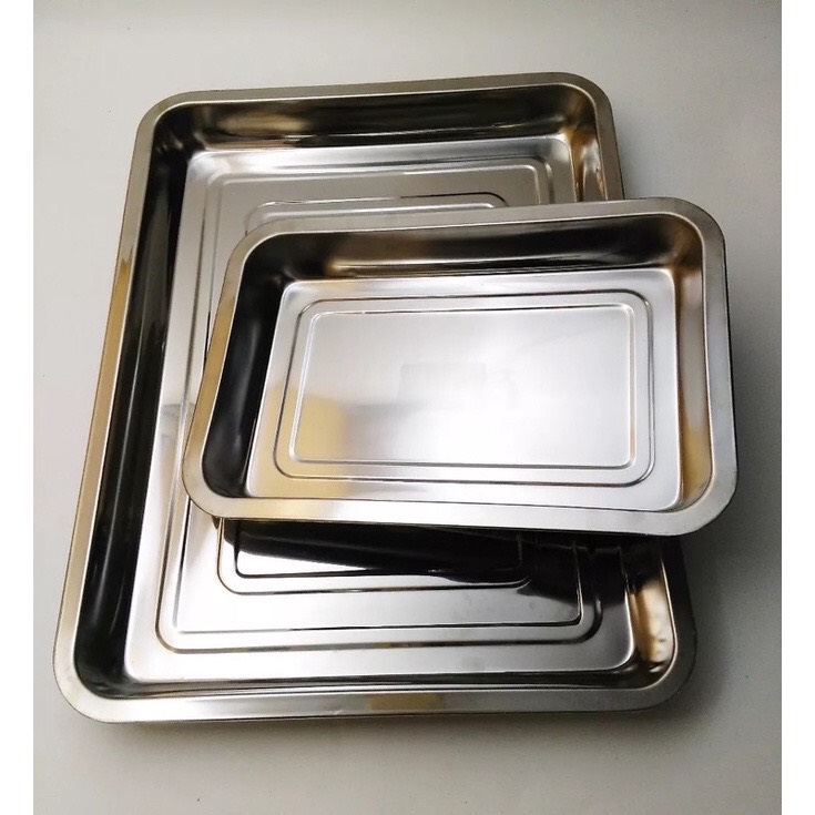Khay- Mâm inox chữ nhật cạn nhỏ đủ size