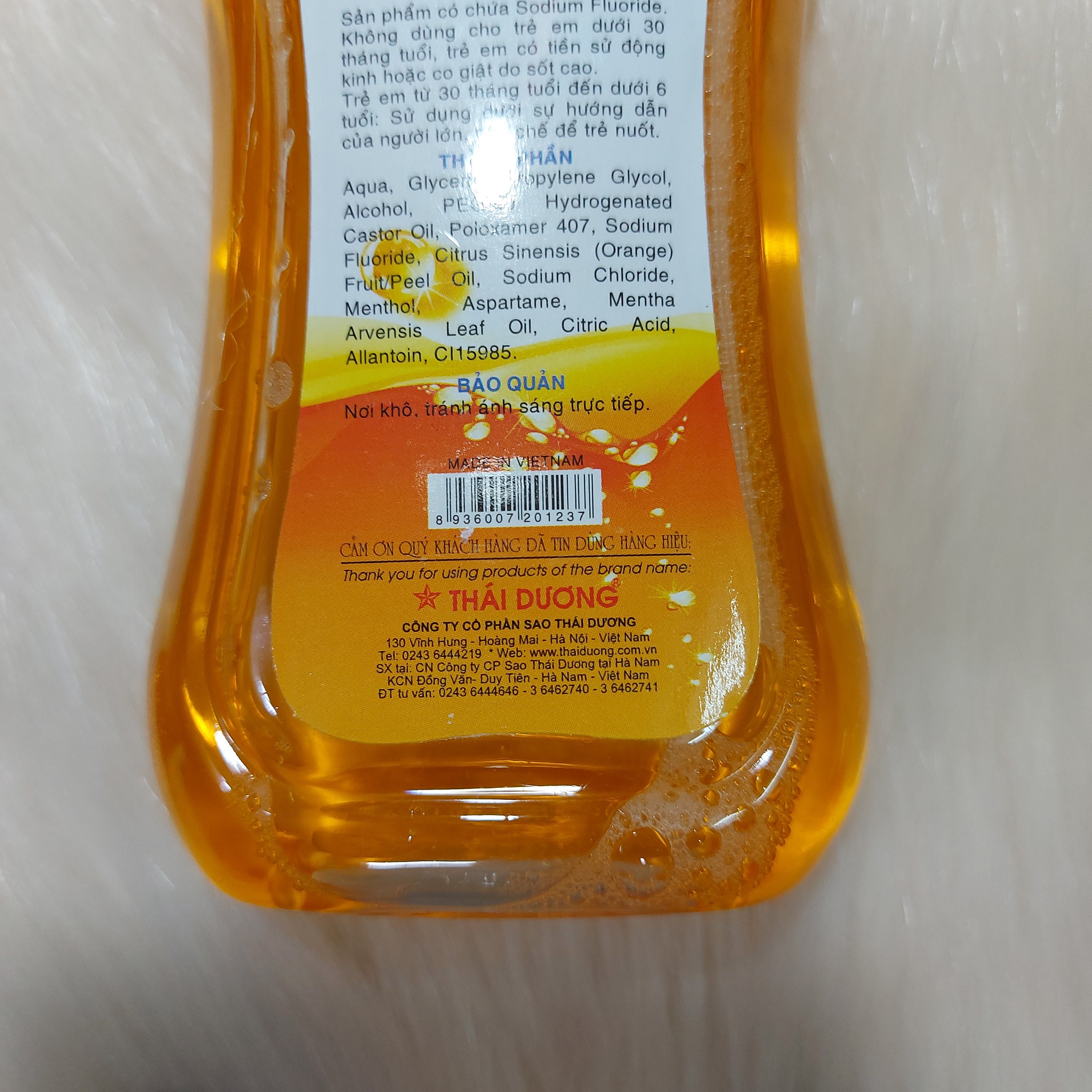 [HCM]Nước súc miệng trẻ em Thái Dương - 250ml