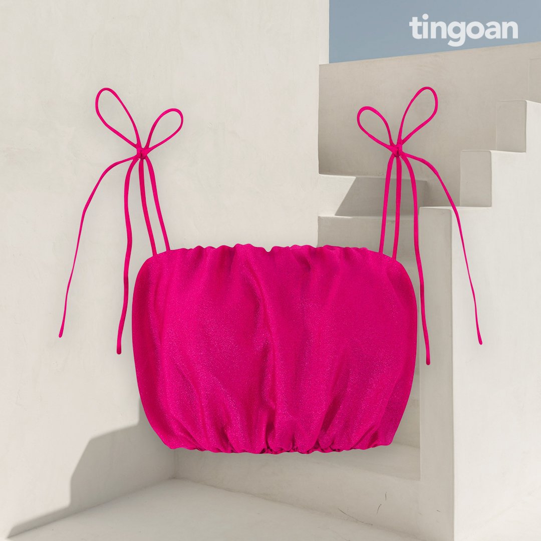 TINGOAN® - Áo hai dây nơ bồng chun co giãn BRITTANY TOP