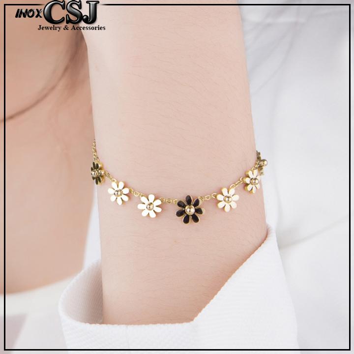 LẮC TAY NỮ TITAN HOA CÚC MÀU VÀNG CỰC XINH XẮN, DỄ THƯƠNG, KHÔNG ĐEN