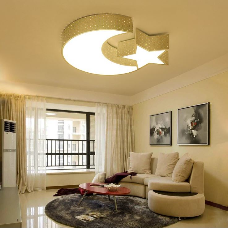 Đèn trần MONSKY MINOR hình trăng sao hiện đại tiết kiệm điện năng với 3 chế độ ánh sáng - kèm điều khiển từ xa.