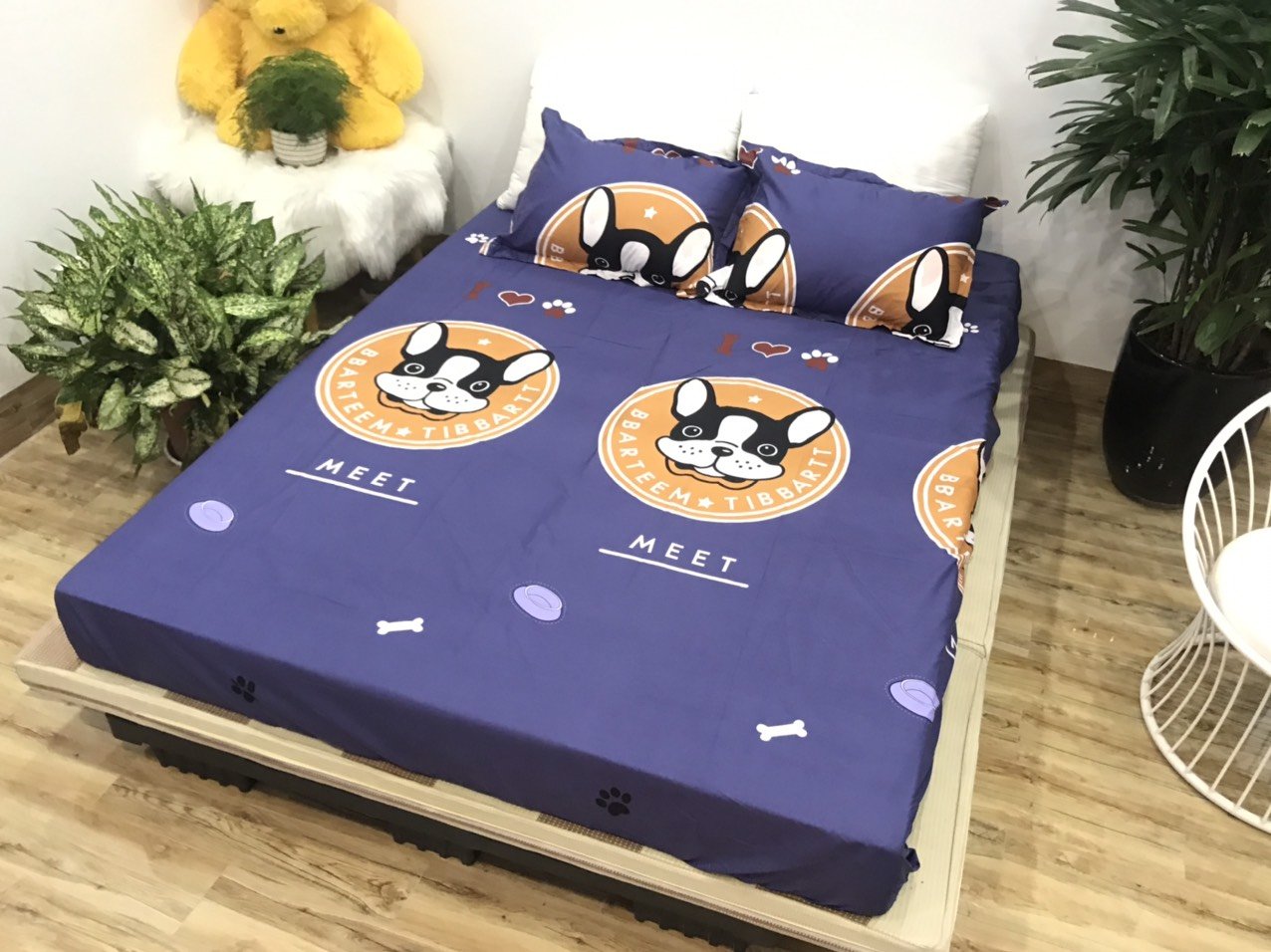 [Ga giường]Ga trải giường,Drap ga giường,ga bọc đệm vải cotton poly 1m2,1m4,1m5,1m6,1m8,2m2 mẫu chó meet