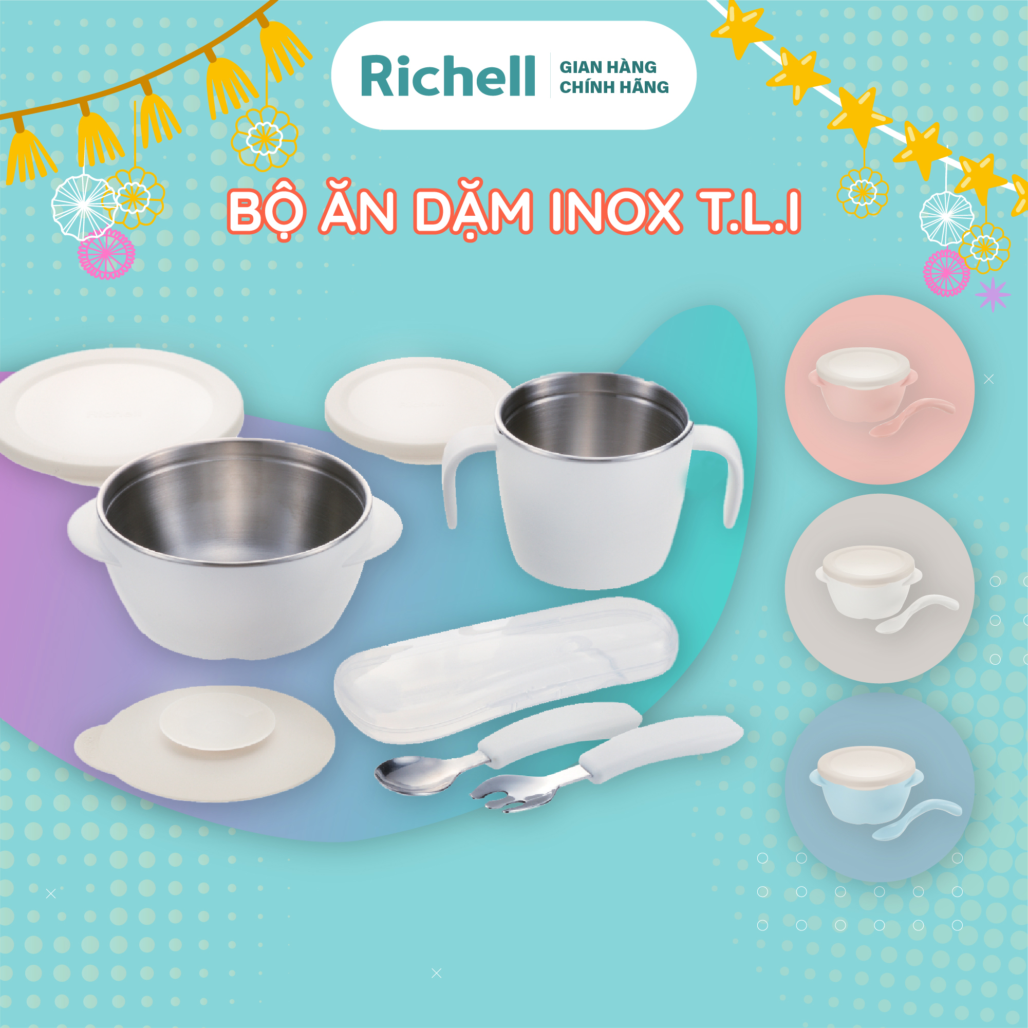 Bộ ăn dặm inox RICHELL TLI | Baby