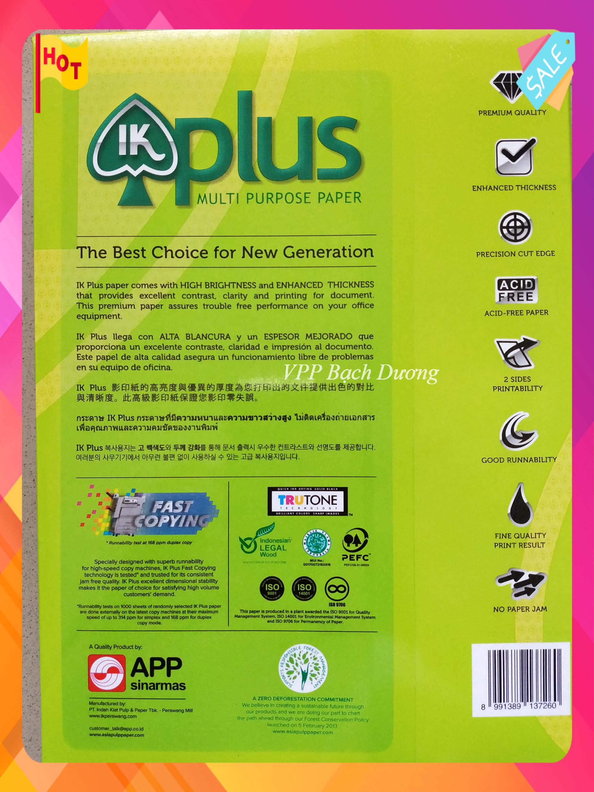 Giấy IK Plus 70 gsm A4- ram