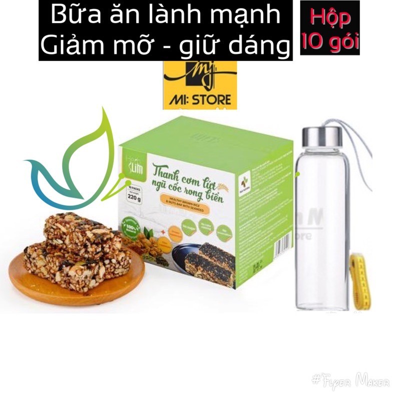 (tách lẻ 1 thanh)Thanh cơm lứt ngũ cốc vị trà bông - rong biển ăn kiêng giảm cân