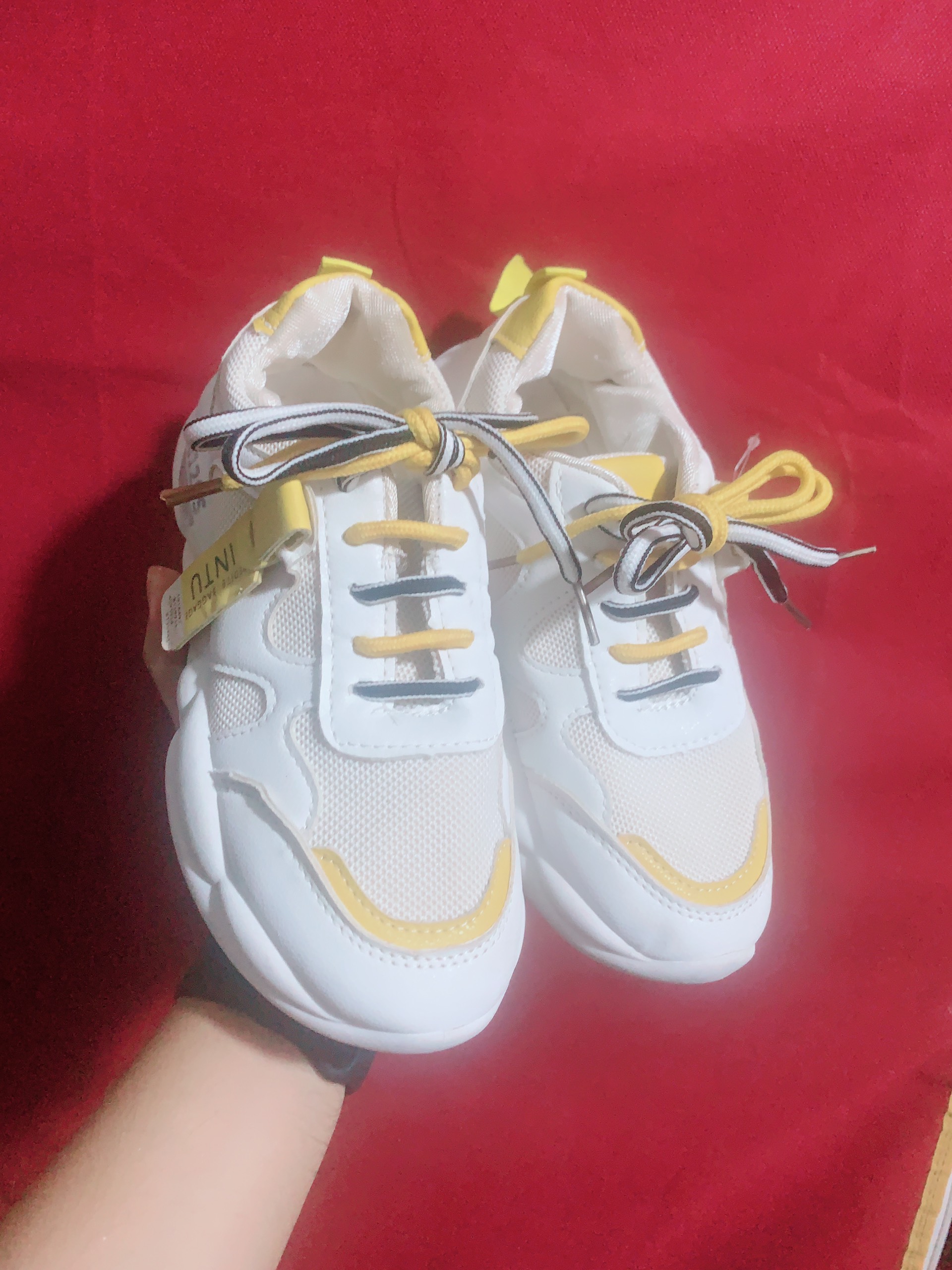 Shoes Sport sneaker mix độn Đế 5cm yellow and orange personality