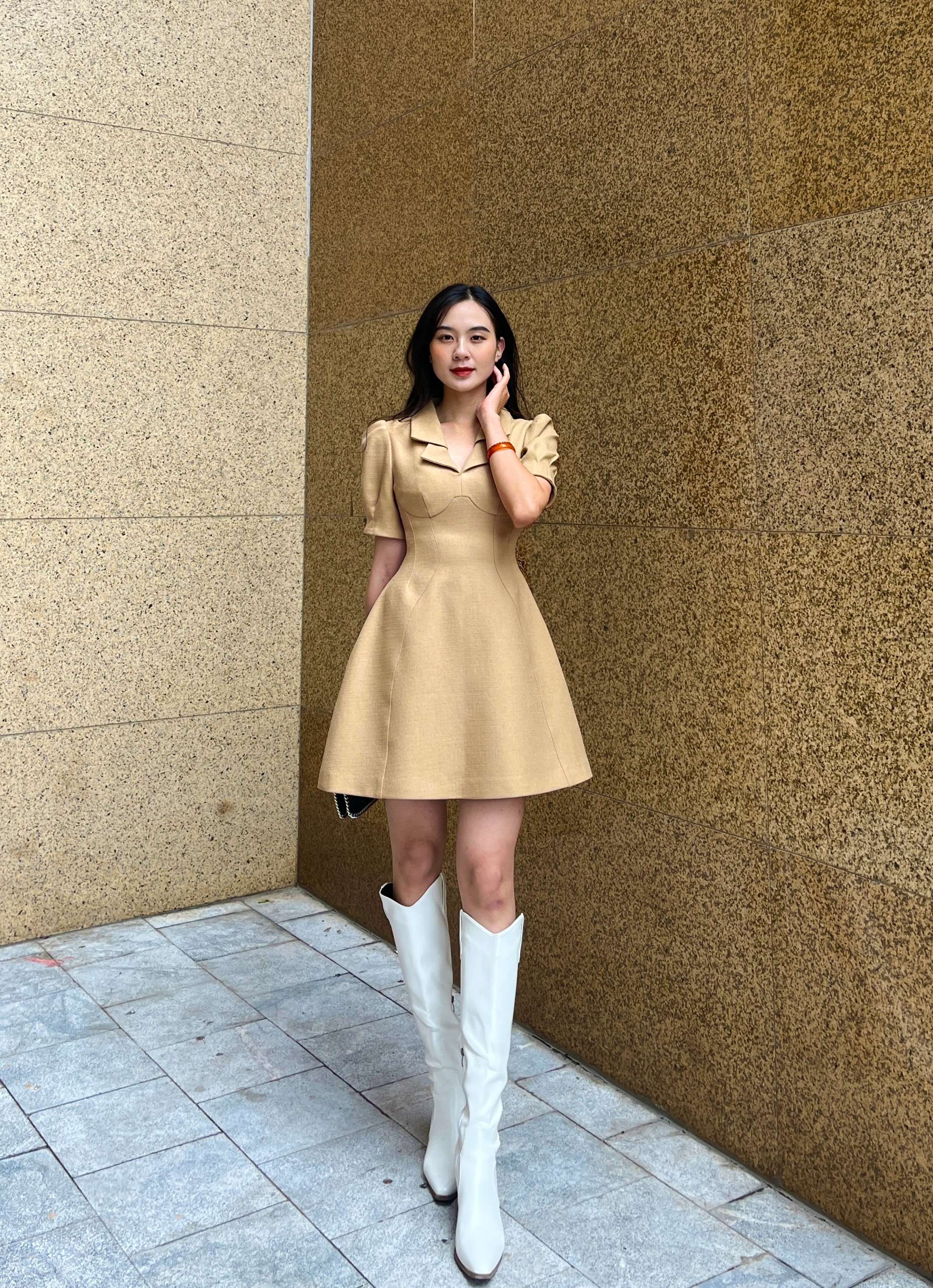 Váy nâu tây form chữ A Soara - Maiimer