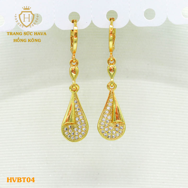 Ear rings, earrings, earrings female applique stone designs long, titanium plating real gold 10K, 18K, 24K high-end (not black)-jewelry Hava Hong Kong style fashion
