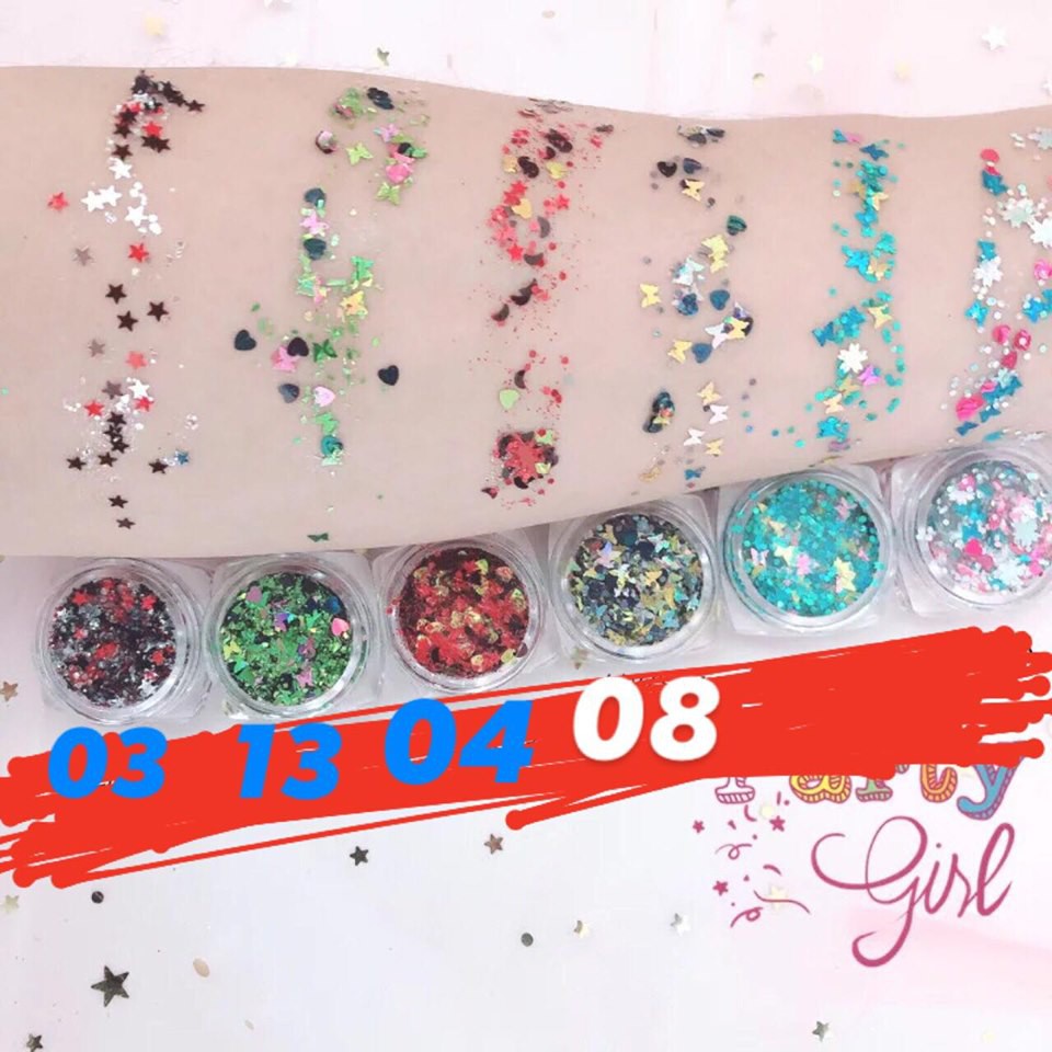 [ KÈM CHỔI] Nhũ kim tuyến KIRA KIRA sẵn gel Hình ngôi sao, trái tim [ ảnh tự test]