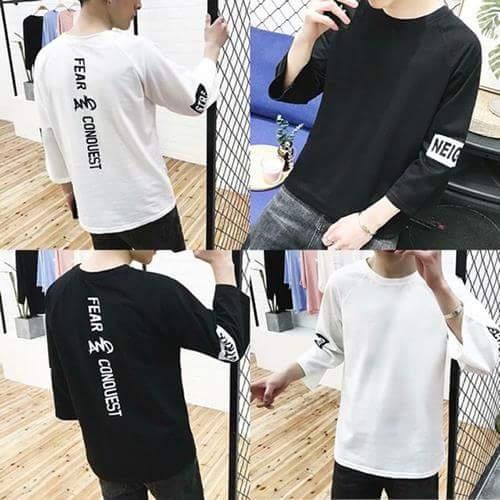 [HCM]Combo 2 áo thun nam nữ form rộng tay lỡ in Chữ cá tính ( đen/ trắng )