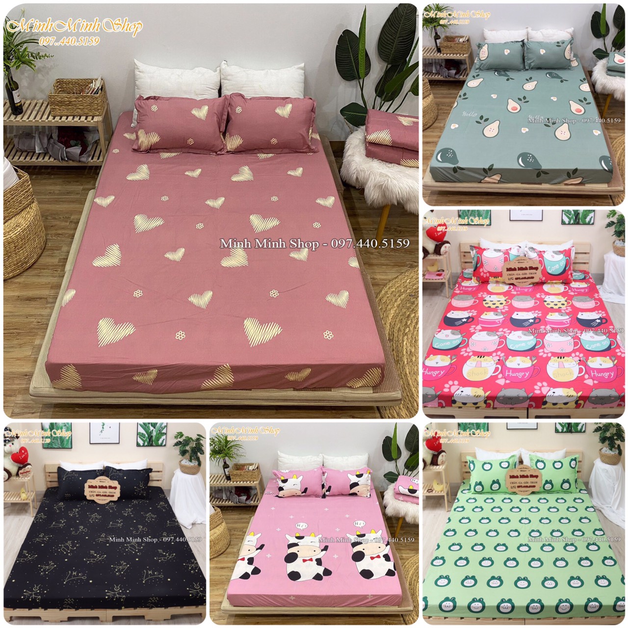 [ Giảm Sốc ] Bộ Ga Gối, Ga Trải Giường, Sét Ga Gối Kích Thước M2/M6/M8/2M2 Chất Cotton Poly Mẫu ĐÀO CAM ( được chọn mẫu )
