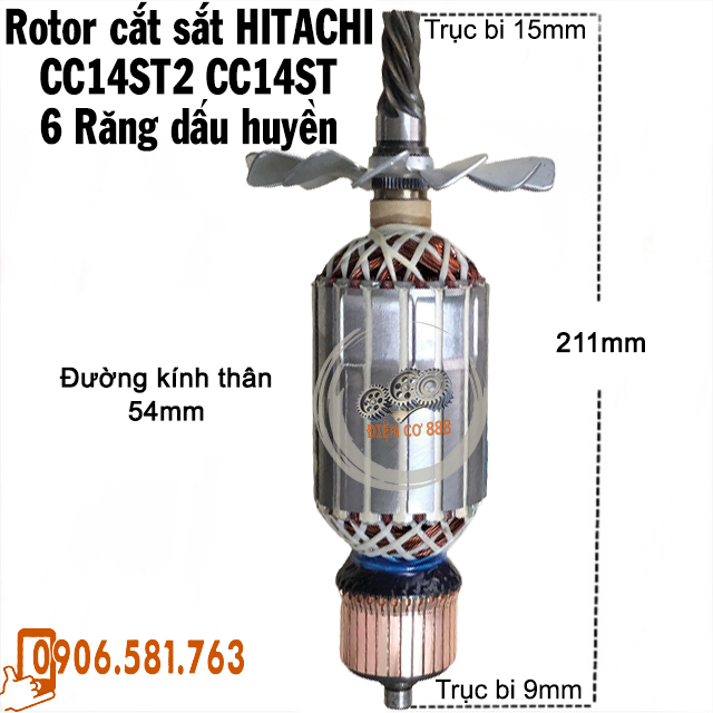 220V Armature for cutting machine HITACHI CC14ST2 CC14ST 2200W (D 54mm) with carbon brushes