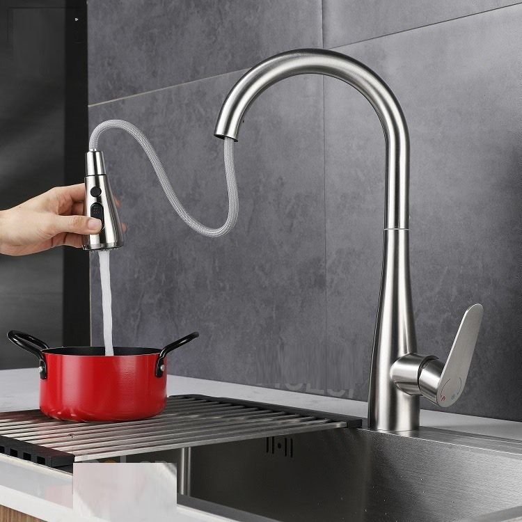 [Q.Tân Bình] Vòi rửa bát nóng lạnh Inox 304, Vòi rút đa năng vòi nước tăng áp cao cấp (tặng dây cấp )