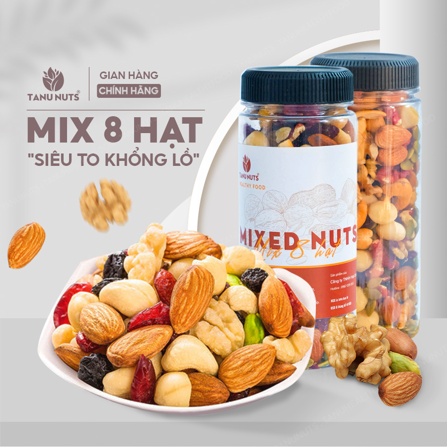 Hạt dinh dưỡng mix 8 loại hạt ngũ cốc TANU NUTS hũ 350g 500g ngũ cốc