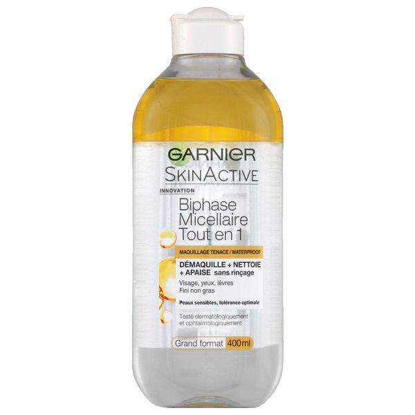 Nước tẩy trang garnier skin active 400ml pháp màu vàng