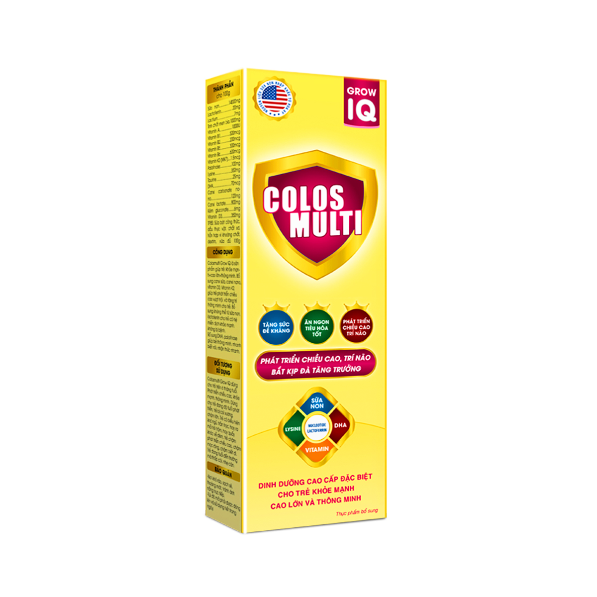 Sữa non Colosmulti Grow IQ phát triển chiều cao và trí thông minh cho trẻ hộp 2 gói x 16g
