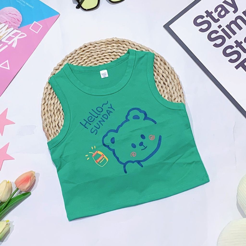 Áo sát nách bé gái cotton SG loại 1 đẹp mềm mịn co giãn cho bé 08-36kg